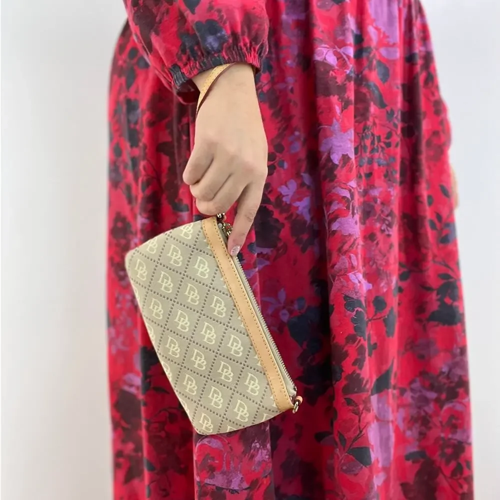 Dooney & Bourke Signature Jacquard Wristlet Slim Zip Pouch Monogram